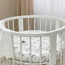 Husa saltea rotunda patut bebe copii cu elastic, Milk (3)